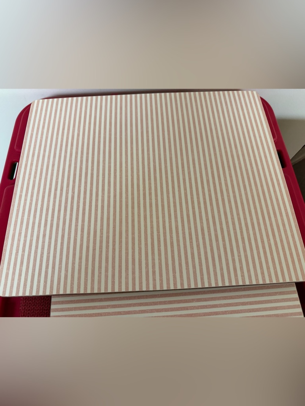 New Pottery Barn Light Red And White Stripe Hard Mats Set Of Four